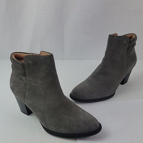 Vionic Jessie Gray Suede Leather Women's Ankle Boots - Picture 3 of 14